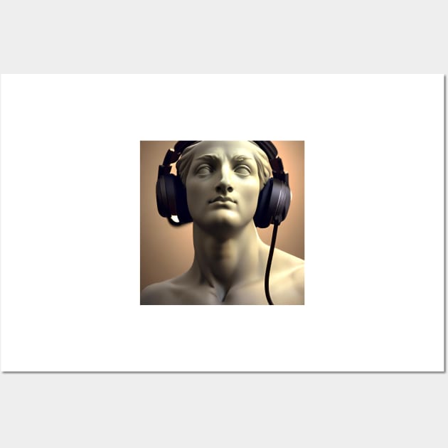 A Sculpture Wearing Headphones Wall Art by ShopSunday